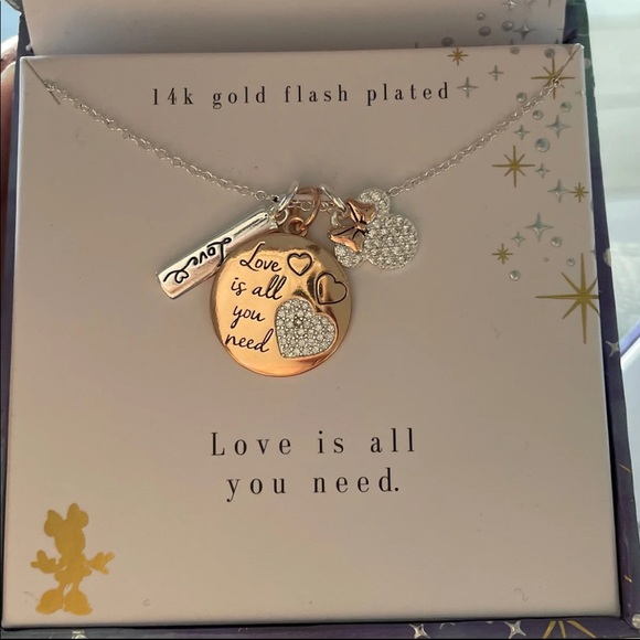 Two-Tone Rose Gold Flash-Plated Crystal Minnie Mouse "Love Is All You Need" - Picture 3 of 3